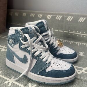 Nike Denim High-Tops in Blue and White